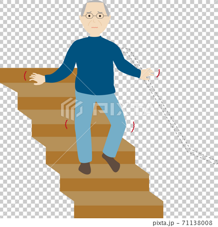 階段を降りる高齢者男性のイラスト素材