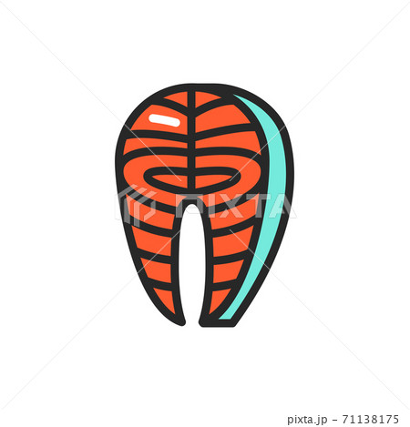 Salmon or trout steak color line icon. Pictogram for web page, mobile app, promo. Salmon or trout steak color line icon. Pictogram for web page, mobile app, promo. 71138175