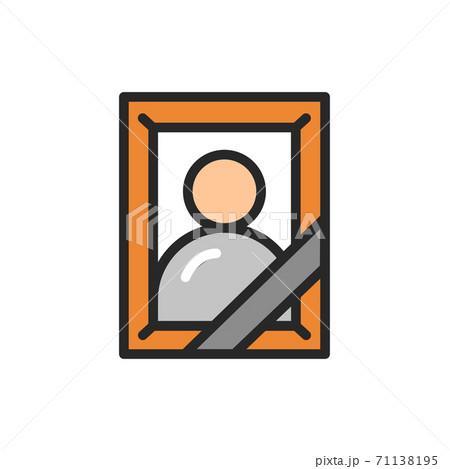 Mourning photo frame color line icon. Isolated vector element. 71138195