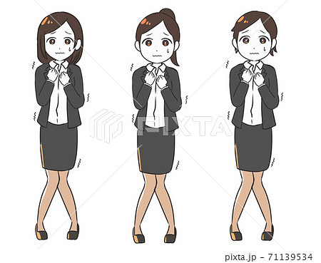 震えるol スカート ストッキングのイラスト素材