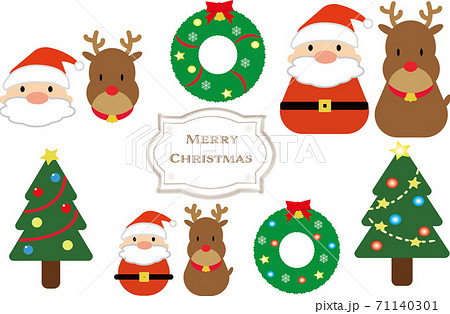 クリスマス サンタ トナカイ ツリー リースのイラスト素材 [71140301 ...