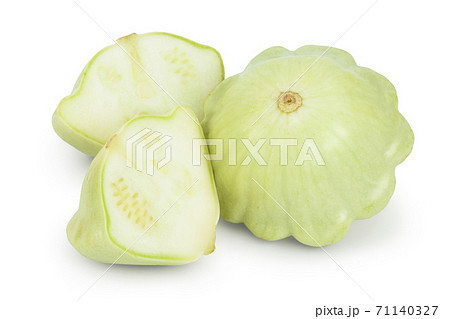 green pattypan squash isolated on white background, Clipping path and full depth of field green pattypan squash isolated on white background, Clipping path and full depth of field 71140327