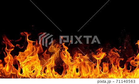 fire flames with sparks on black background fire flames with sparks on black background 71140563