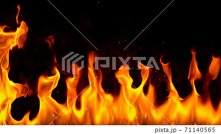 fire flames with sparks on black background fire flames with sparks on black background 71140565