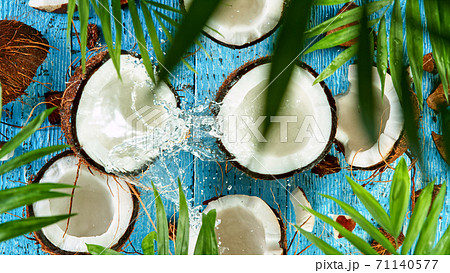 Freeze Motion of Water Splashing on Coconut Freeze Motion of Water Splashing on Coconut 71140577