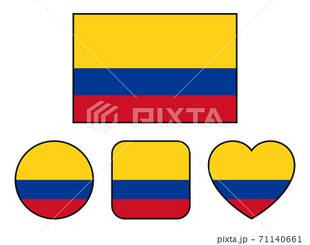 コロンビア国旗のバリエーションセット（縁線あり）