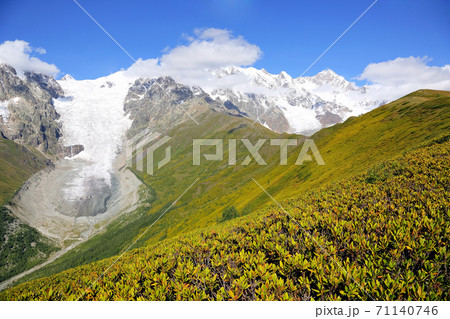 glacier in the Caucasus mountain range in Georgia. Mountain landscape. 71140746