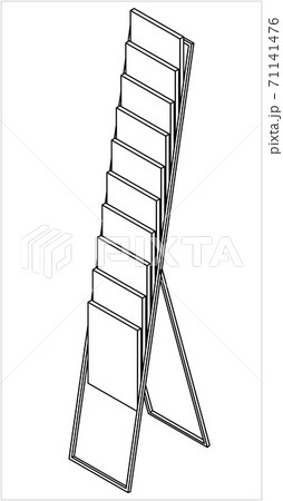 カタログスタンドの線画イラストのイラスト素材