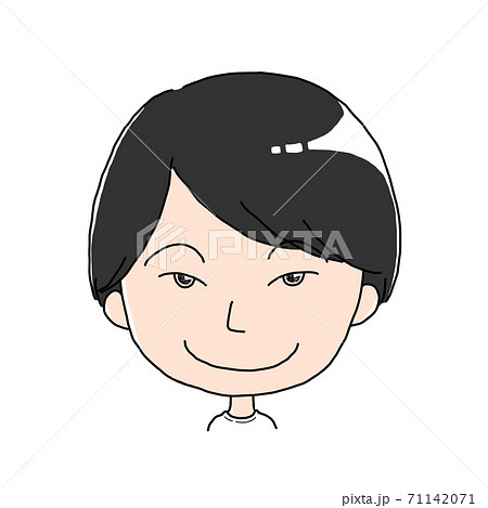 ショートカットでツリ眉でタレ目の顔のイラスト素材