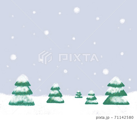 針葉樹と雪の背景イラストのイラスト素材