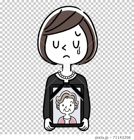 Vector illustration material: Woman in mourning, with a ghost 71143206