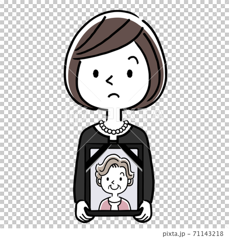 Vector illustration material: Woman in mourning, with a ghost 71143218