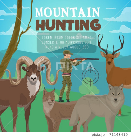 Mountain animal trophy hunting sport vector banner Mountain animal trophy hunting sport vector banner 71143419