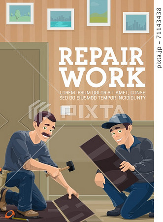 House repair and flooring install workers vector 71143438