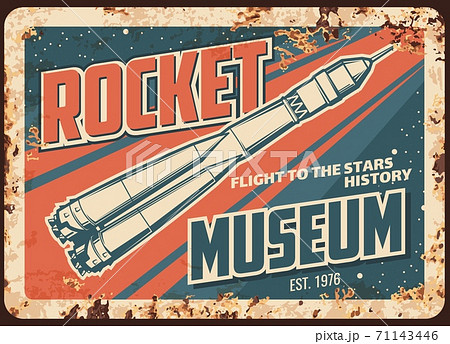 Rocket museum vector rusty plate, missile flight 71143446