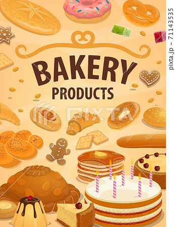 Sweet bakery products bread, desserts and pastry Sweet bakery products bread, desserts and pastry 71143535