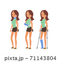 Injured woman in plaster cast cartoon 71143804