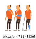 Injured man in plaster cast cartoon 71143806
