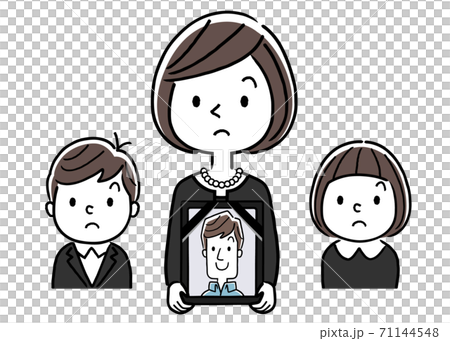 矢量圖材料:一個女人和一個孩子在哀悼中,一個寡婦與死者 矢量圖材料:一個女人和一個孩子在哀悼中,一個寡婦與死者 71144548