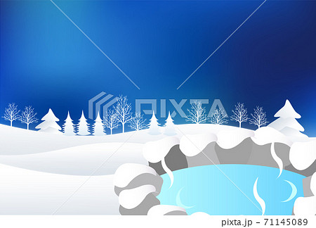 雪 年賀状 温泉 背景のイラスト素材