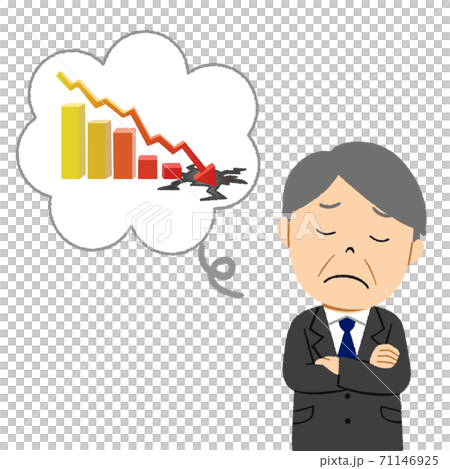 売上が伸びず赤字で悩む社長のイラスト のイラスト素材