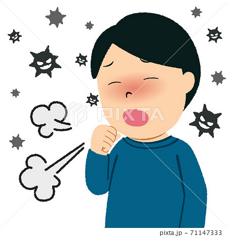 咳が止まらない男性のイラストのイラスト素材