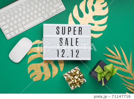 12.12 Super Sale text on white Lightbox. Singles day concept. Online shopping of China. 71147716
