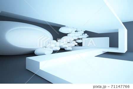Luxury parametric abstract architectural minimalistic background. Contemporary showroom. Modern black  exhibition tunnel. Empty gallery. Backlight. 3D illustration and rendering. 71147766