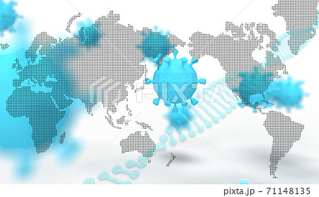 世界各地に広がるウイルスイメージのイラスト素材