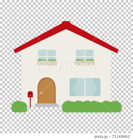 Illustration of a simple two-story house with a... - Stock Illustration ...