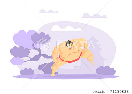 Asian Martial Arts Fighter, Sumo Wrestler Character Vector Illustration 71150388