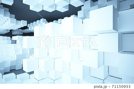 Luxury parametric abstract architectural minimalistic background. Contemporary showroom. Modern black  exhibition tunnel. Empty gallery. Backlight. 3D illustration and rendering. 71150933