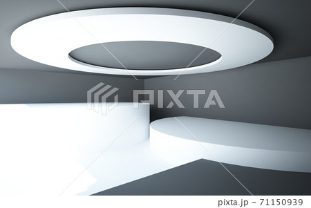 Luxury parametric abstract architectural minimalistic background. Contemporary showroom. Modern black  exhibition tunnel. Empty gallery. Backlight. 3D illustration and rendering. 71150939