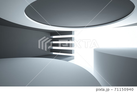 Luxury parametric abstract architectural minimalistic background. Contemporary showroom. Modern black  exhibition tunnel. Empty gallery. Backlight. 3D illustration and rendering. 71150940