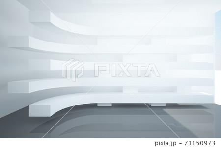 Luxury parametric abstract architectural minimalistic background. Contemporary showroom. Modern black  exhibition tunnel. Empty gallery. Backlight. 3D illustration and rendering. 71150973