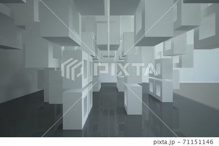 Luxury abstract architectural minimalistic background. Contemporary showroom. Modern exhibition stand. Empty gallery. Backlight. 3D illustration and rendering. Luxury abstract architectural minimalistic background. Contemporary showroom. Modern exhibition stand. Empty gallery. Backlight. 3D illustration and rendering. 71151146