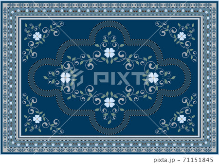 Rug with oriental floral design in blue and green shades 71151845