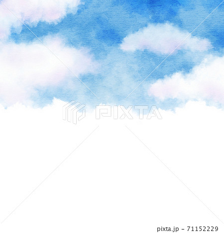 雲が浮かぶ青空のイラスト背景素材 正方形のイラスト素材