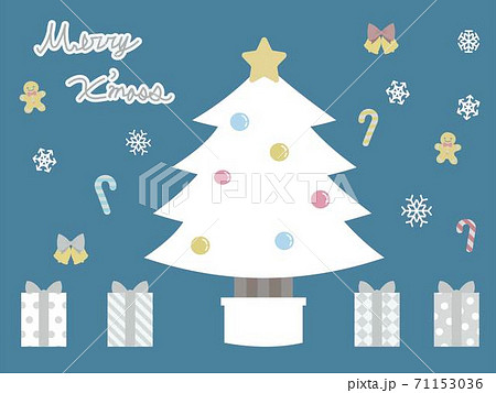 ボールのオーナメントの白いクリスマスツリー 主線なしのイラスト素材 ボールのオーナメントの白いクリスマスツリー 主線なしのイラスト素材