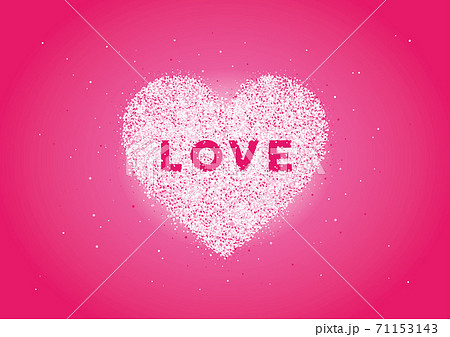 グラデーションピンクの背景にホワイトラメのハート Loveの文字入り イラスト素材のイラスト素材