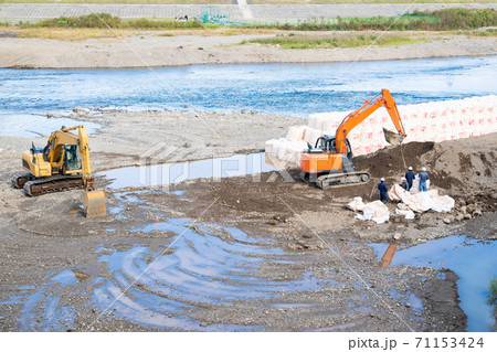 静岡県伊豆の国市　狩野川の護岸工事 71153424