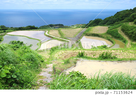 少なくなった棚田の景色 71153624
