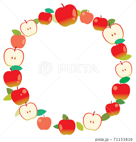 赤いリンゴの丸いフレームのイラスト素材