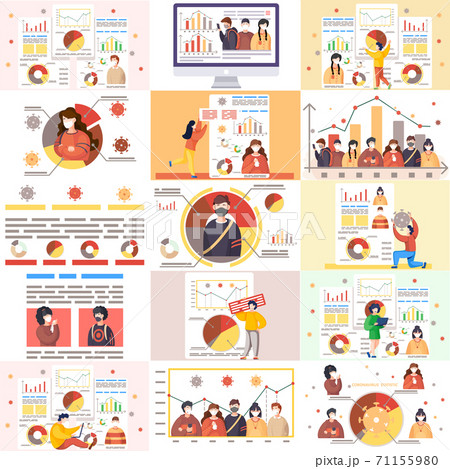 Coronavirus statistics. Prevention covid-19. Lowers the level of disease. Diagram with virus sign 71155980