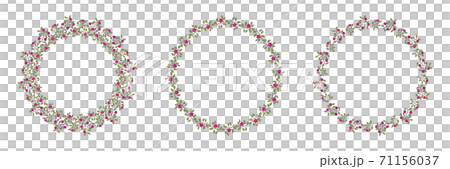 Set of floral isolated vector wreaths, branches with leaves and bright magenta flowers on white 71156037