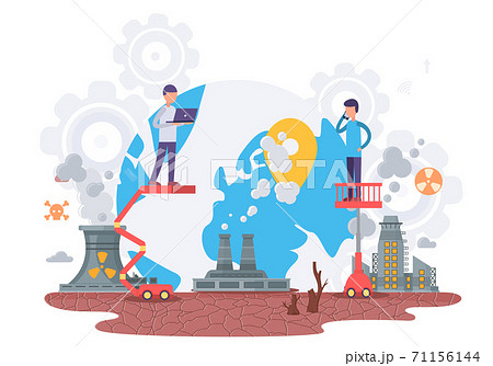Human activity on the environment and it s harmful impact. Radiation harm vector illustration 71156144