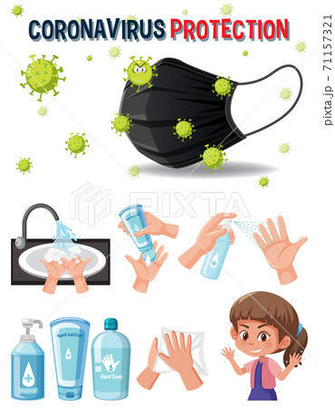 Coronavirus protection logo with hands using Coronavirus protection logo with hands using 71157321
