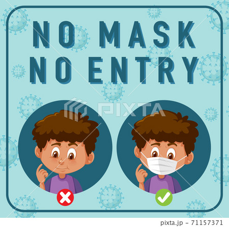 No mask no entry sign with cartoon character No mask no entry sign with cartoon character 71157371
