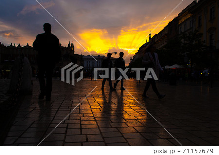 Beautiful sunset on the old town square Beautiful sunset on the old town square 71157679