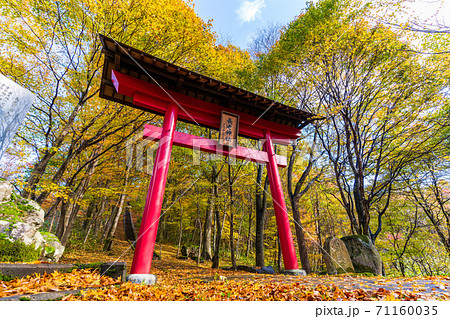 雨上がりの長老神社の風景 紅葉 宮城県七ヶ宿町 雨上がりの長老神社の風景 紅葉 宮城県七ヶ宿町 71160035